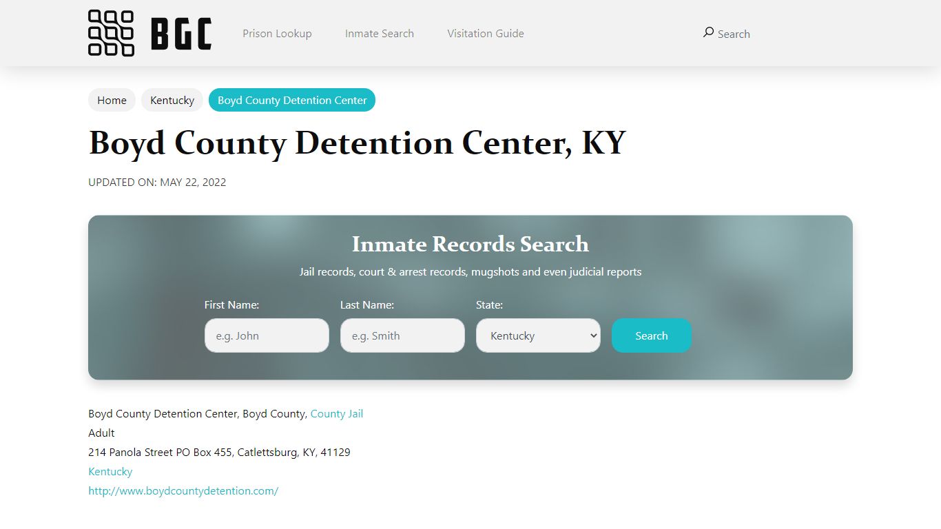 Boyd County Detention Center, KY Inmate Search, Mugshots, Visitation ...